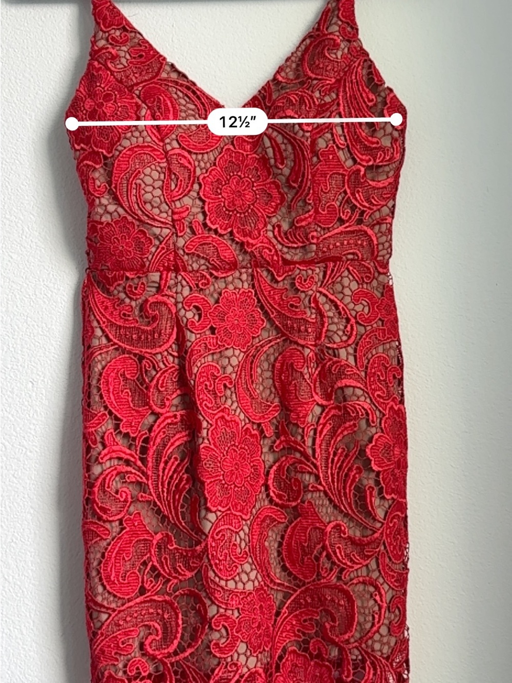 Gianni Bini Red Lace Spaghetti Strap Mini Dress - Picture 6 of 6
